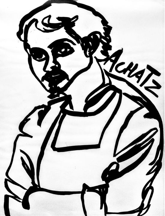 Drawing titled "Grant Achatz 1" by Matthew Rentz, Original Artwork, Marker