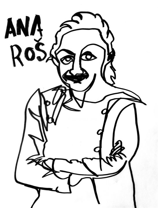 Drawing titled "Ana Roš 1" by Matthew Rentz, Original Artwork, Marker