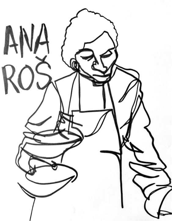 Drawing titled "Ana Roš 3" by Matthew Rentz, Original Artwork, Marker