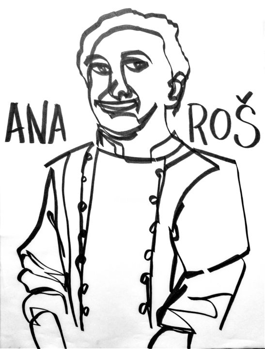 Drawing titled "Ana Roš 4" by Matthew Rentz, Original Artwork, Marker