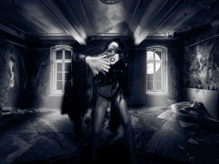 Fotografie mit dem Titel "Schwarze Witwe" von Matthias Christof Barisch, Original-Kunstwerk, Manipulierte Fotografie