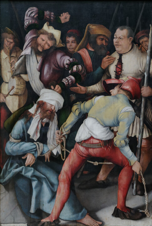 Peinture intitulée "Dérision du Christ" par Matthias Grünewald, Œuvre d'art originale, Huile