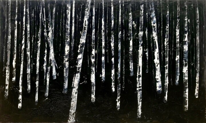 Peinture intitulée "Wood of Castle Dark" par Matthias Lupri, Œuvre d'art originale, Huile Monté sur Châssis en bois