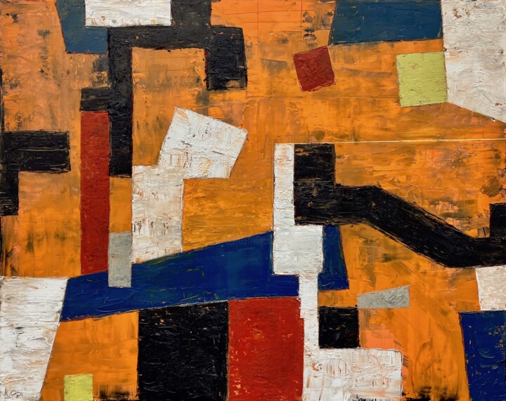 Картина под названием "Chess Moderne" - Matthias Lupri, Подлинное произведение искусства, Воск Установлен на Деревянная рама…