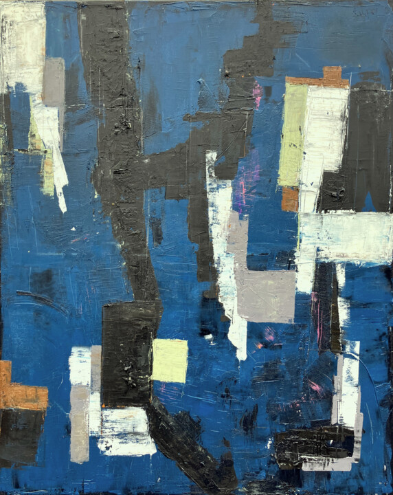 Pintura titulada "Night Puzzled Blue" por Matthias Lupri, Obra de arte original, Oleo Montado en Bastidor de camilla de made…