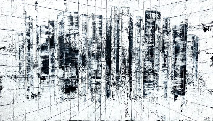 Картина под названием "A Downtown Moderne…" - Matthias Lupri, Подлинное произведение искусства, Масло Установлен на Деревянн…