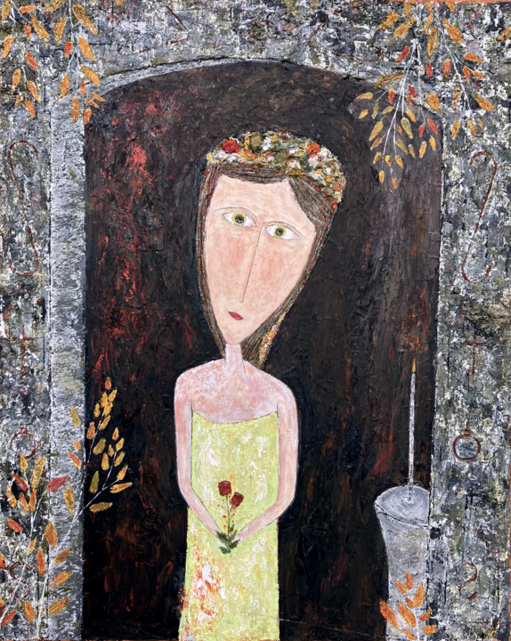 Картина под названием "Elle Camilia de Cha…" - Matthias Lupri, Подлинное произведение искусства, Масло Установлен на Деревян…