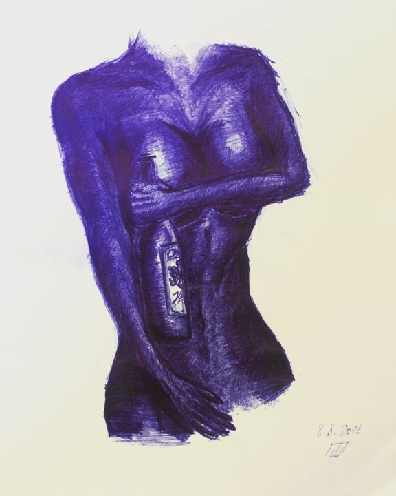 Drawing titled "Bellezza della Vino…" by Matthias Wallig, Original Artwork, Ballpoint pen