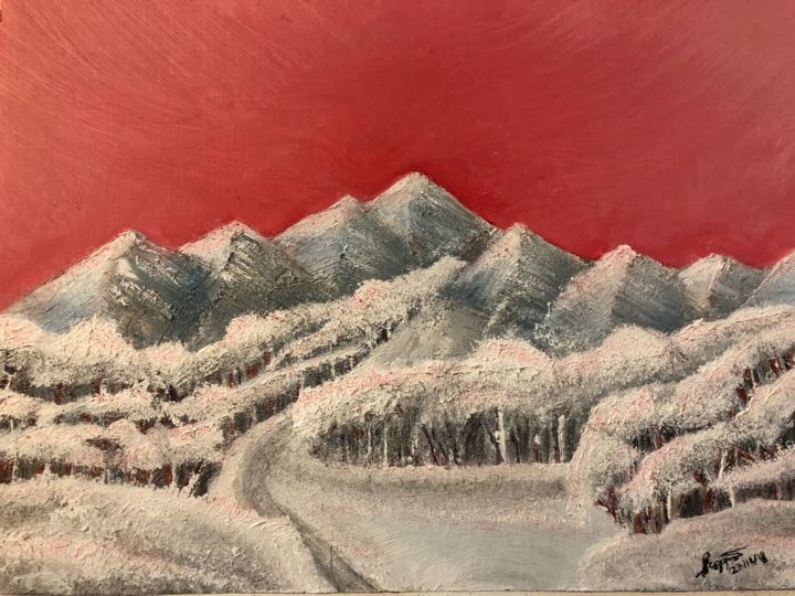 Malerei mit dem Titel "Blood over the snow…" von Matthias Köppen, Original-Kunstwerk, Öl