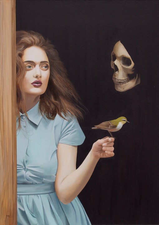 Malerei mit dem Titel "Der Tod und das Mäd…" von Matthias Kreher, Original-Kunstwerk, Acryl