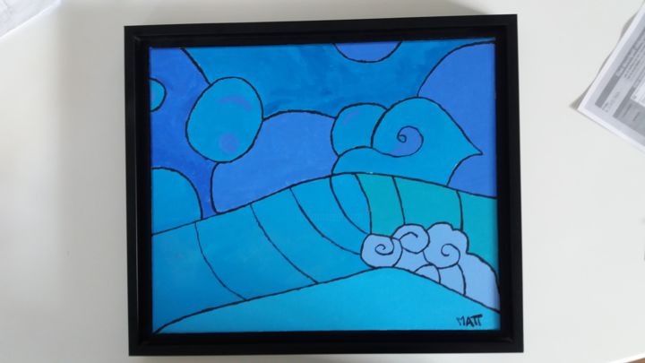 Pintura titulada "Blue wave" por Matthieu Paris, Obra de arte original, Acrílico