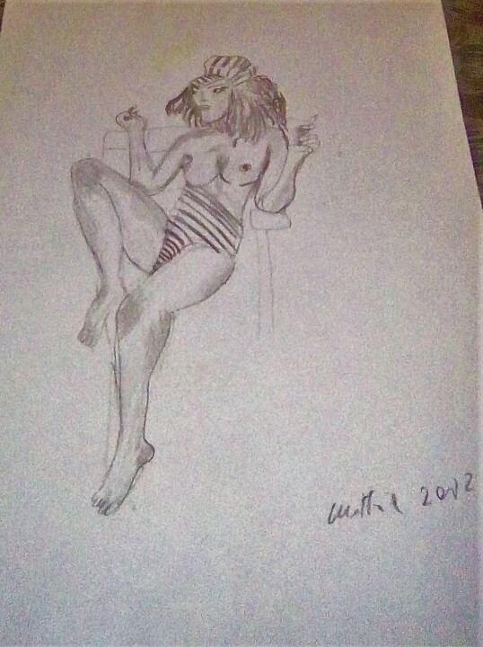 Drawing titled "aspettare.jpg" by Mattia Baldin, Original Artwork, Pencil