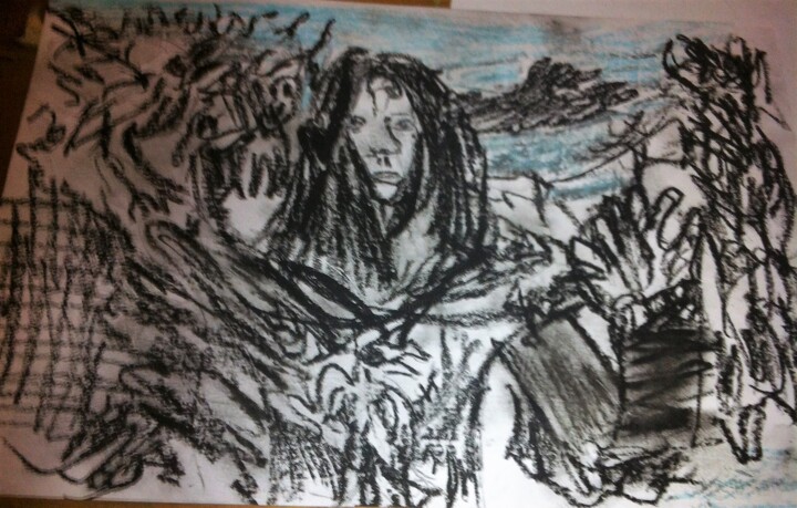 Drawing titled "gothic-metal-man-cr…" by Mattia Baldin, Original Artwork, Pastel
