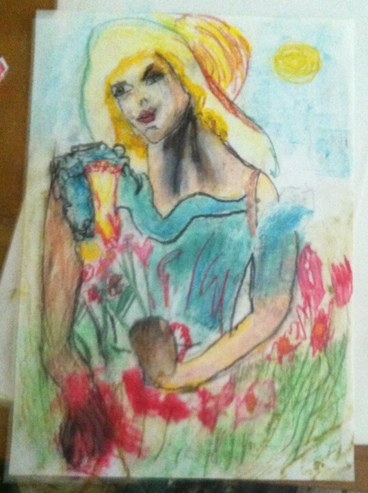 Disegno intitolato "giorno-di-primavera…" da Mattia Baldin, Opera d'arte originale, Matite colorate