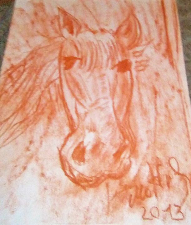 Disegno intitolato "cavallo-4.jpg" da Mattia Baldin, Opera d'arte originale, Carbone