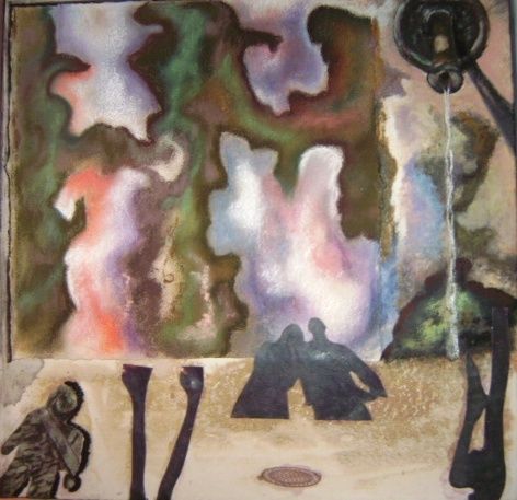 Peinture intitulée "Murmures de fontaine" par Maty, Œuvre d'art originale, Huile