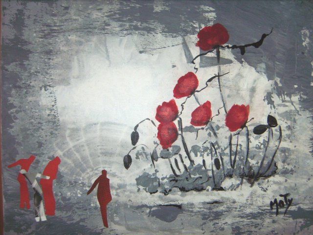 Malerei mit dem Titel "Rouge ballet" von Maty, Original-Kunstwerk, Öl