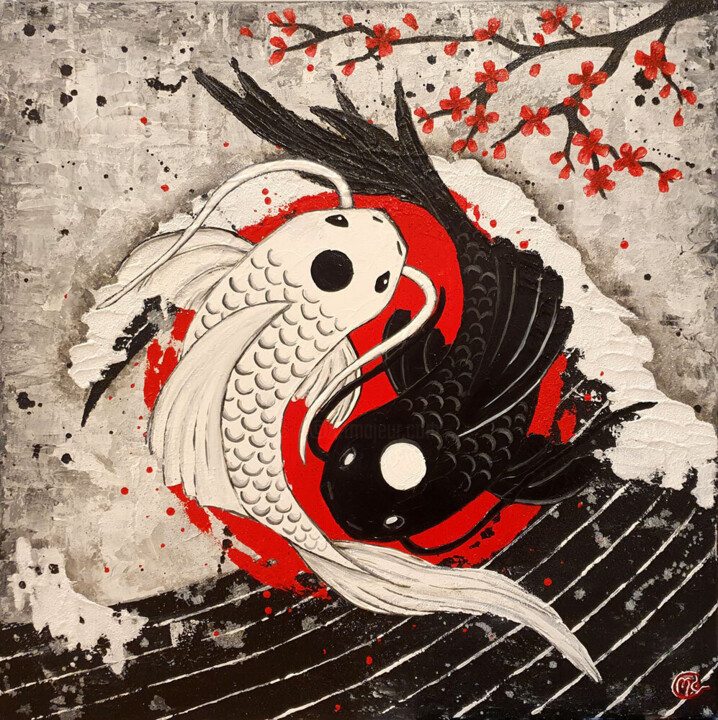 Pintura titulada "Yin Yang Crapes" por Maud Giraudeau, Obra de arte original, Acrílico