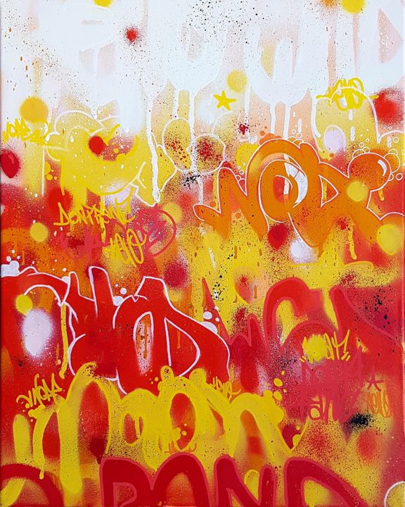 Painting titled "GraffR" by Maud Llorente, Original Artwork, Acrylic Mounted on Wood Stretcher frame