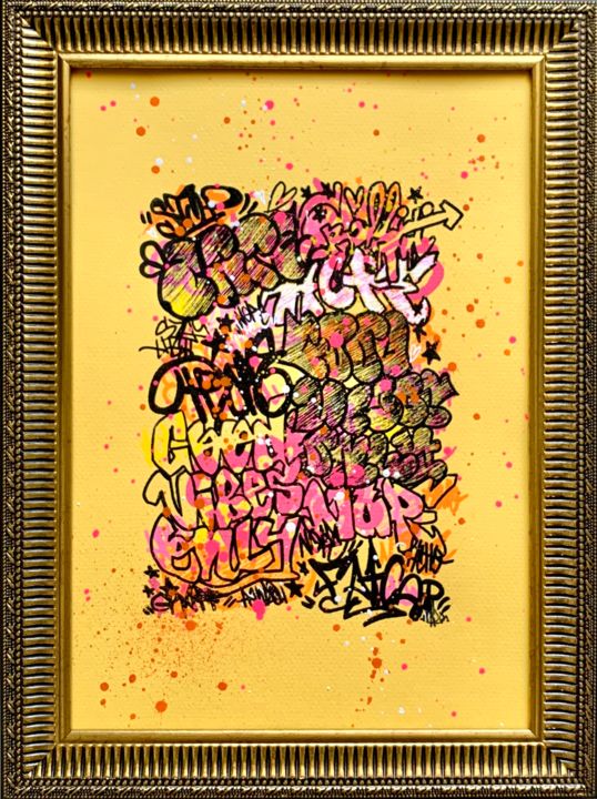 Peinture intitulée "GVOYellow" par Maud Llorente, Œuvre d'art originale, Acrylique