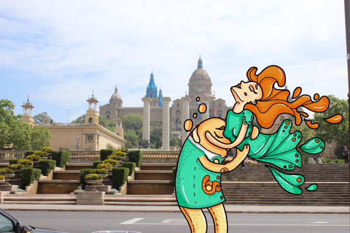 Arts numériques intitulée "Love in Catalunya" par Maud Mitelman, Œuvre d'art originale, Peinture numérique