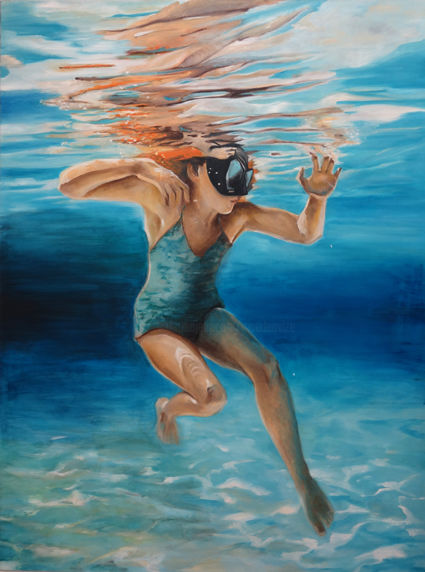 Painting titled "immersion" by Maude Ovize, Original Artwork, Oil