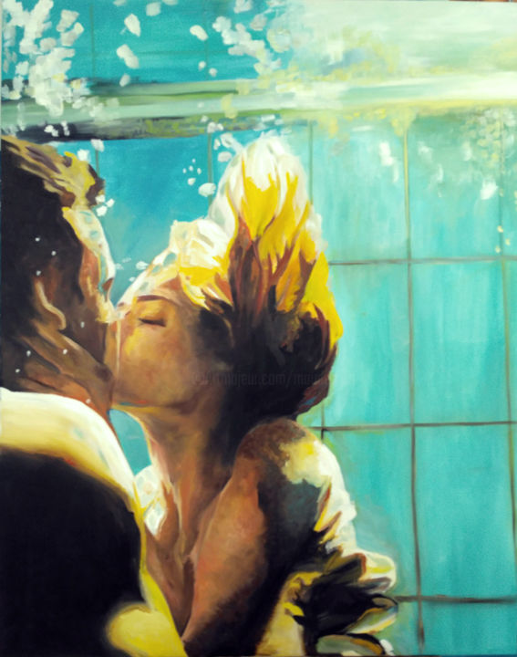 Pittura intitolato "le baiser" da Maude Ovize, Opera d'arte originale, Olio