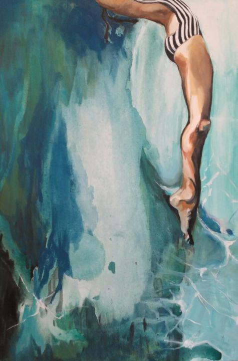 Peinture intitulée "le saut" par Maude Ovize, Œuvre d'art originale