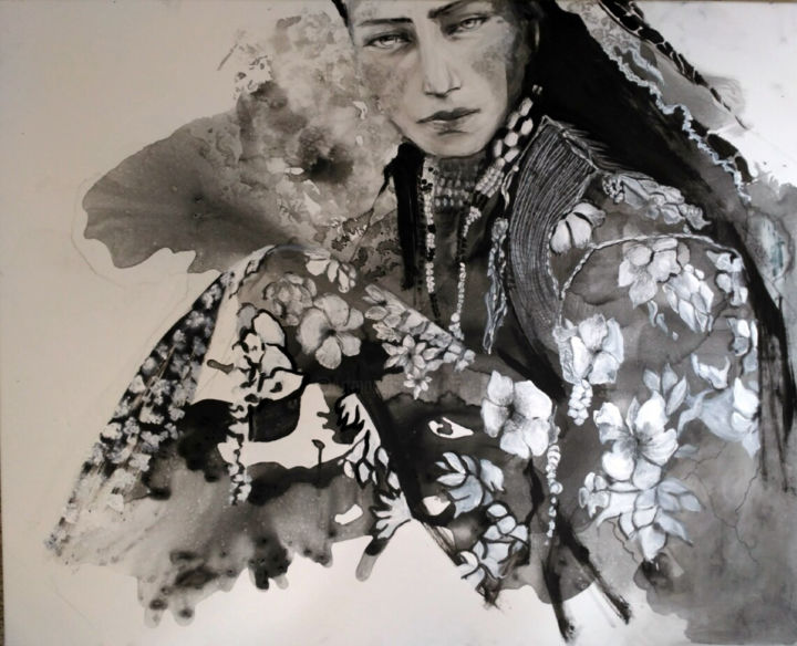 Pintura intitulada "ethnie" por Maude Ovize, Obras de arte originais, Tinta
