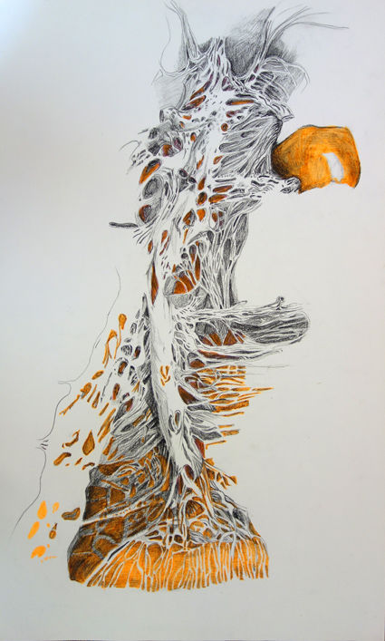 Dessin intitulée "Tissage organique" par Maude Ovize, Œuvre d'art originale