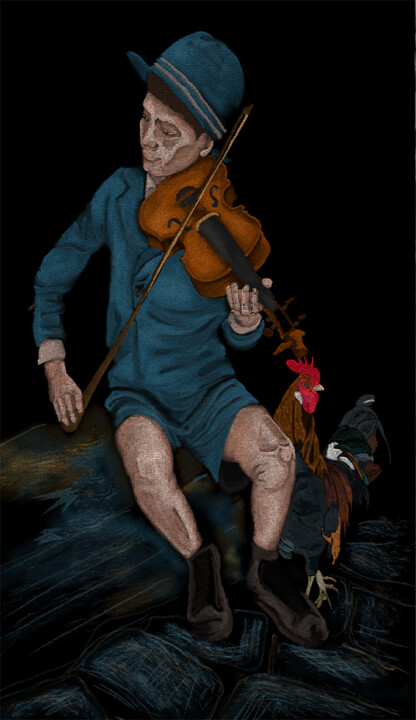 Arte digitale intitolato "Gipsy Chicken" da Maui, Opera d'arte originale, Pittura digitale