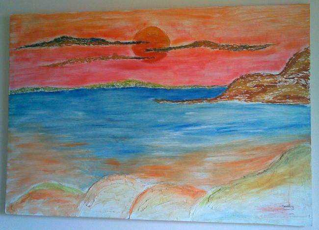 Pintura intitulada "por do sol" por Mauky, Obras de arte originais