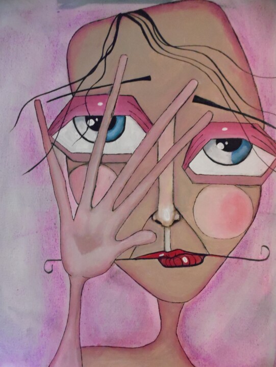 Malerei mit dem Titel "dont look" von Maureen J Thompson, Original-Kunstwerk, Acryl