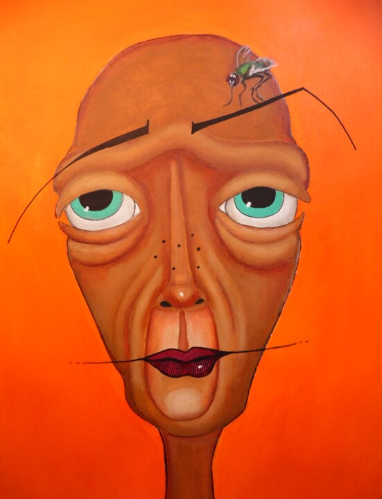 Schilderij getiteld "Is that a fly?" door Maureen J Thompson, Origineel Kunstwerk, Acryl