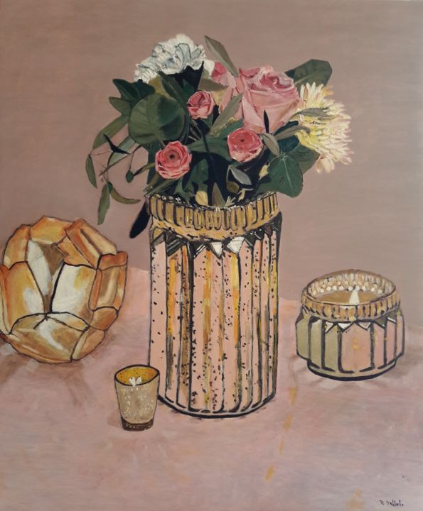 绘画 标题为“Le bouquet assorti” 由Maurice Bellolo, 原创艺术品, 油 安装在木质担架架上