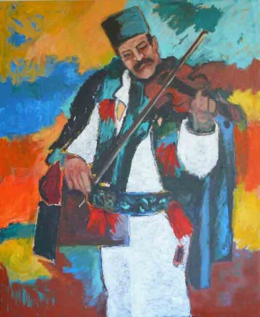Painting titled "violoniste roumain" by Maurice Boulogne, Original Artwork