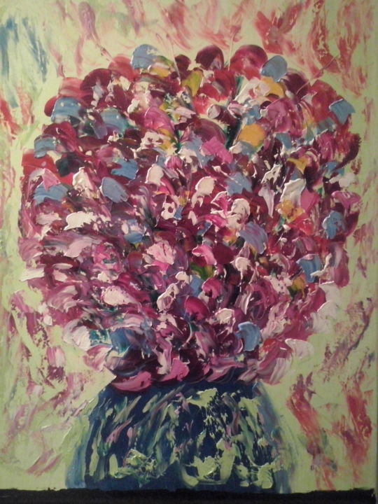 Painting titled "Bouquet rose" by Maurice Lucien Fus, Original Artwork, Oil