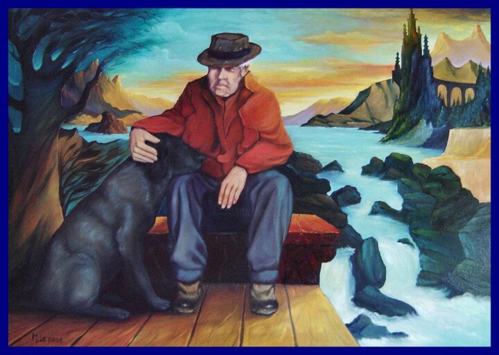 Painting titled "Le chien" by Maurice Lepage, Original Artwork