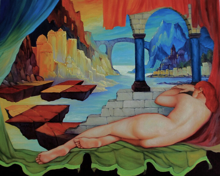 Painting titled "Le sommeil" by Maurice Lepage, Original Artwork