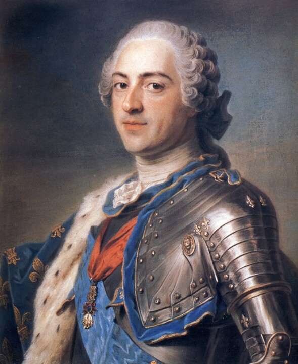 Disegno intitolato "Portrait de Louis XV" da Maurice Quentin De La Tour, Opera d'arte originale, Pastello