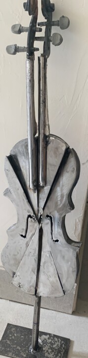 Sculpture titled "Violon déstructuré…" by Moris, Original Artwork, Stainless Steel