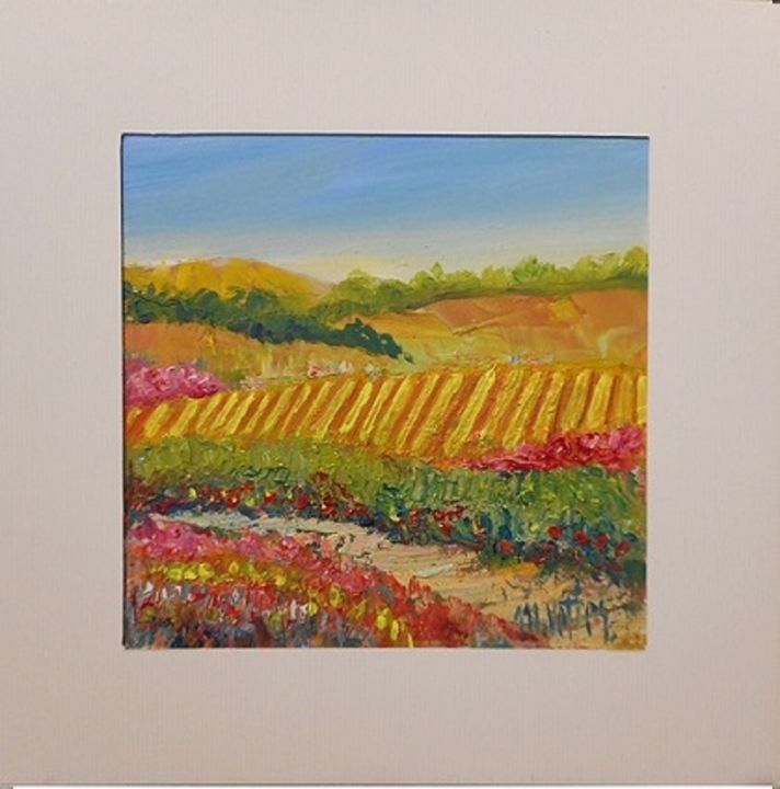 Painting titled "Vignes dans le Gers" by Maurice Vetier, Original Artwork, Oil