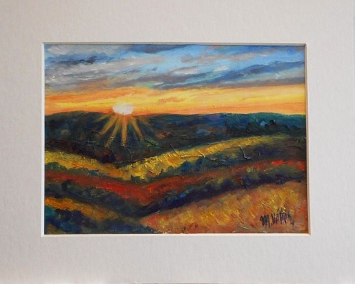 Painting titled "Soleil couchant sur…" by Maurice Vetier, Original Artwork, Oil