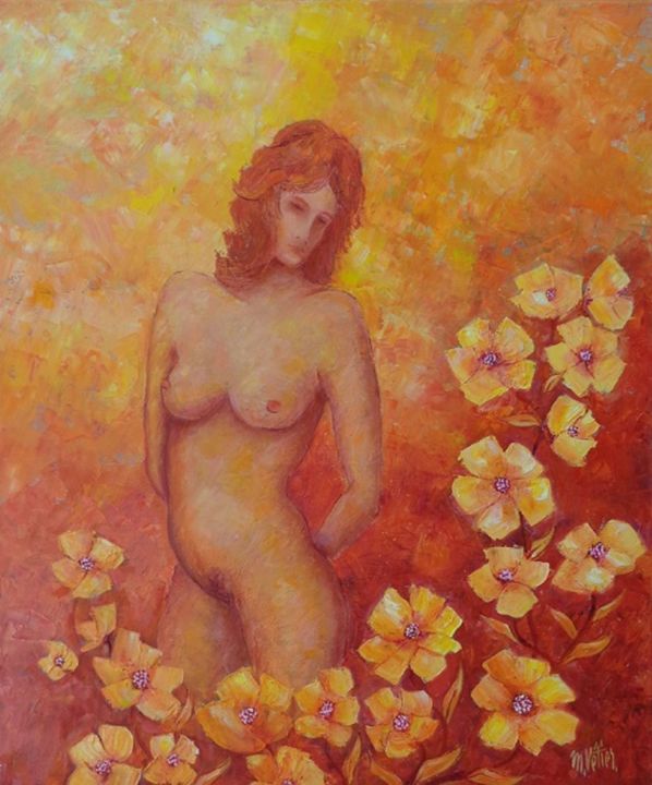 Painting titled "Jolies Fleurs" by Maurice Vetier, Original Artwork, Oil Mounted on Wood Stretcher frame