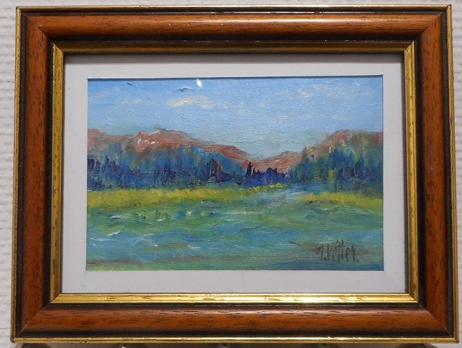 Peinture intitulée "Au bord du lac" par Maurice Vetier, Œuvre d'art originale, Huile