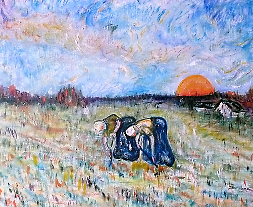 Peinture intitulée "ca85-van-gogh-champ…" par Maurice Wilman, Œuvre d'art originale