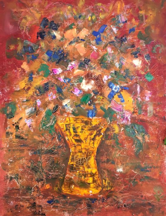 Pittura intitolato "ca126-bouquet-2019.…" da Maurice Wilman, Opera d'arte originale, Olio