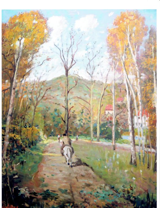 Painting titled "Ville D'Avray" by Maurice Fhima, Original Artwork, Oil