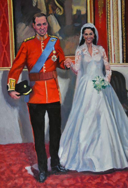 Painting titled "Le couple Royale" by Maurice Fhima, Original Artwork, Oil