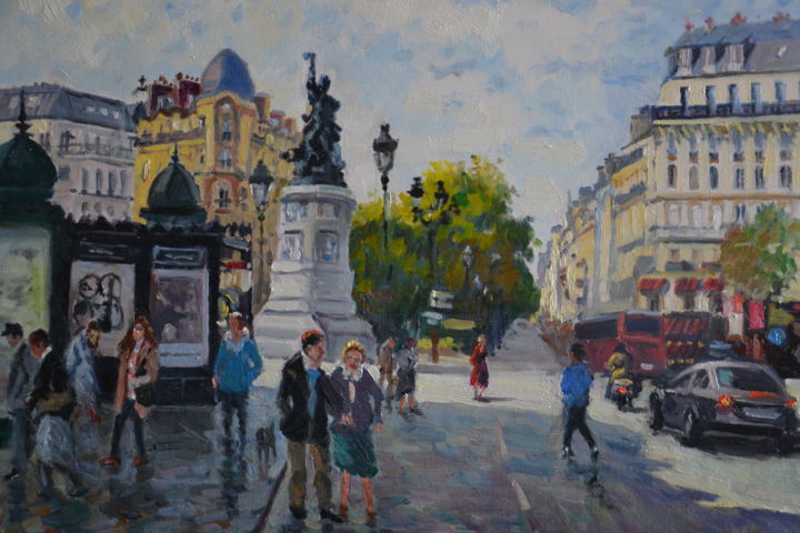 Painting titled "Place de la Republi…" by Maurice Fhima, Original Artwork, Oil